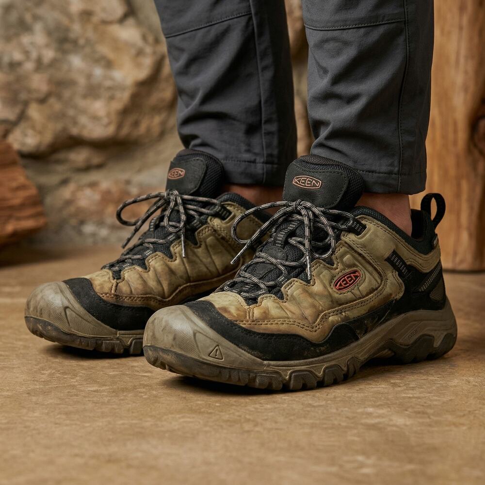 Keen Men's Targhee Waterproof Hiking Shoes Brown Leather Low Top Trail Gorp 10